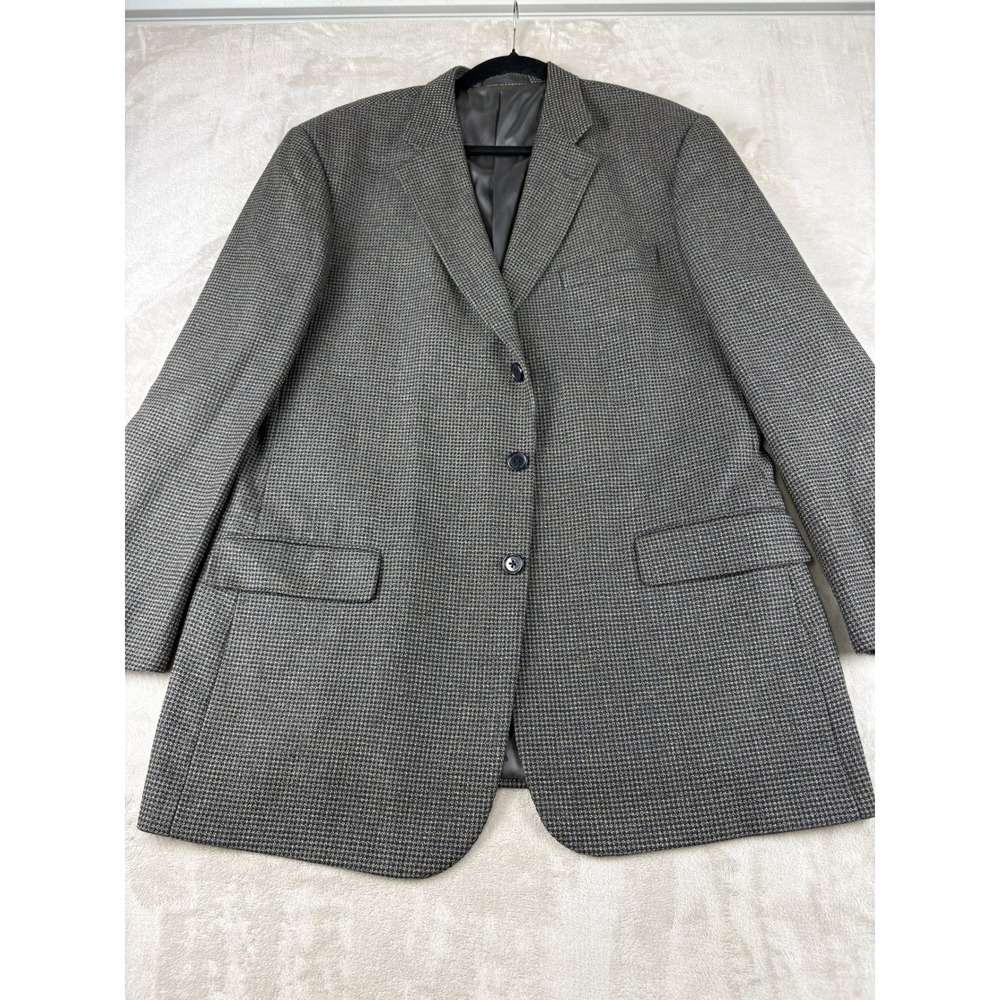 Monsieur by Givenchy Blazer Mens Grey Tan Micro Houndstooth Sport Coat 3-Button